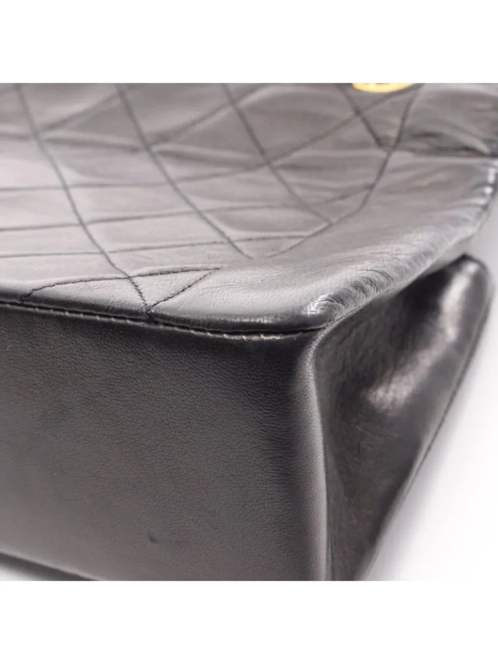Chanel Shoulder Bag Quilted Single Flap Black Lambskin Chain